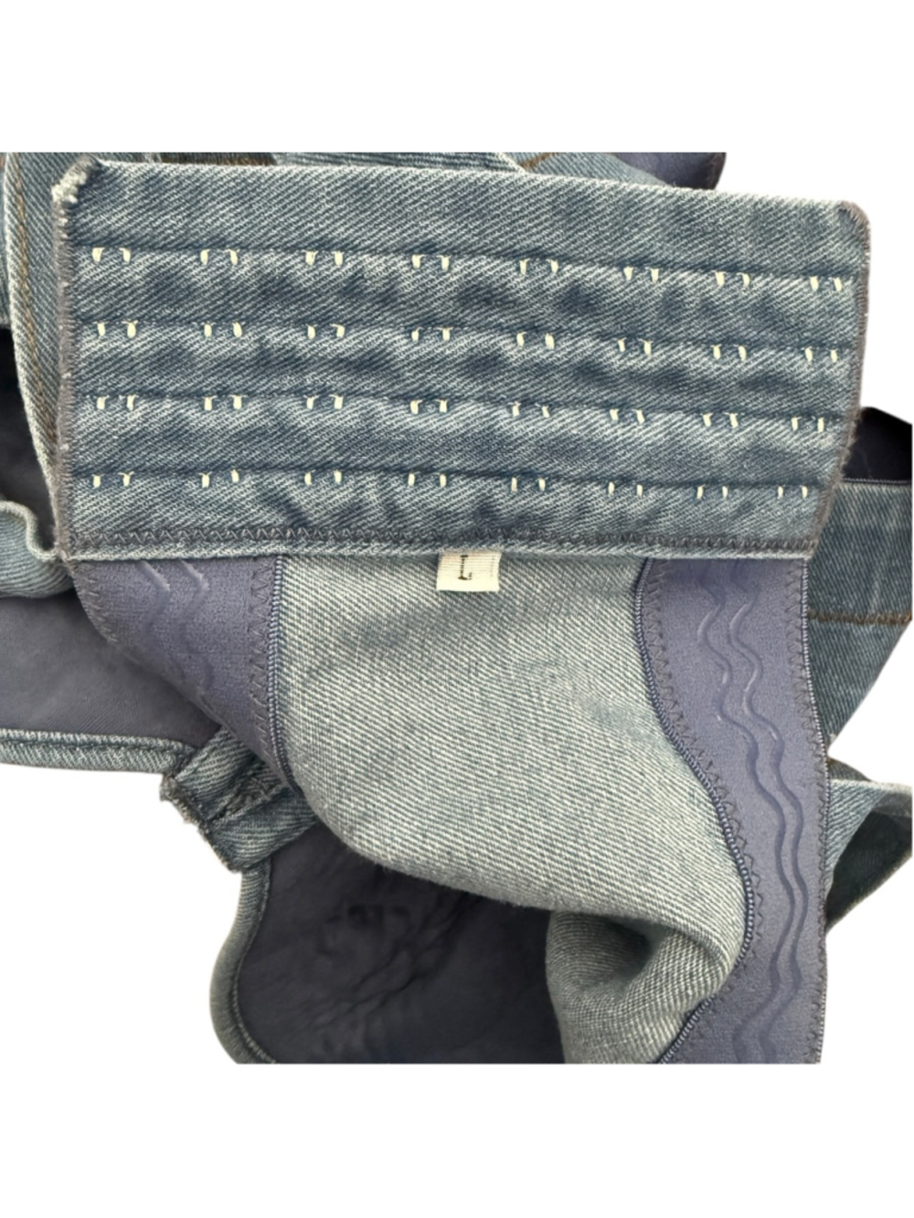 Y2K Denim Bustier Crop Top Corset Button Front Blue Jean Top L - Picture 5 of 5